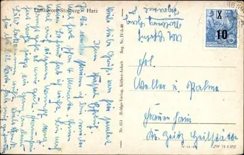 Ak Stolberg im Harz, Dorfpartie im Winter