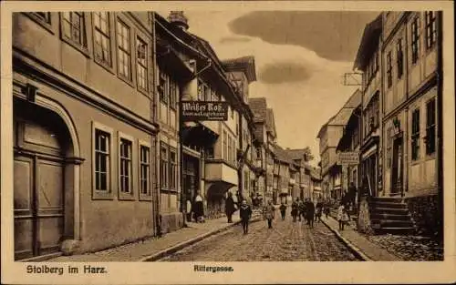 Ak Stolberg im Harz, Rittergasse, Gasthaus, Logirhaus