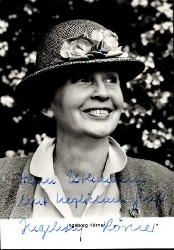 Ak Schauspielerin Ingeborg Körner, Portrait, Autogramm