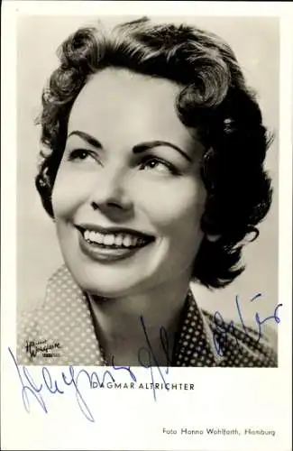Ak Schauspielerin Dagmar Altrichter, Portrait, Locken, Autogramm