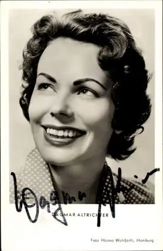 Ak Schauspielerin Dagmar Altrichter, Portrait, Locken, Autogramm