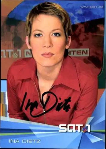 Ak Schauspielerin Ina Dietz, Portrait, Sat1, Frühstücksfernsehen, Autogramm