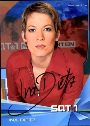 Ak Schauspielerin Ina Dietz, Portrait, Sat1, Frühstücksfernsehen, Autogramm