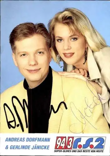 Ak Moderatoren Gerlinde Jänicke und Andreas Dorfmann, Portrait, Autogramm