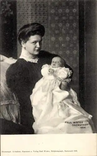 Ak Großherzogin von Hessen Darmstadt mit Kind, Portrait