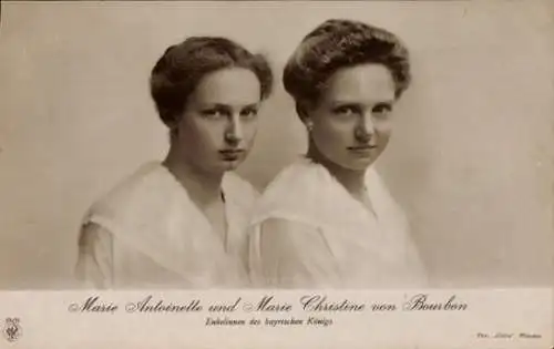 Ak Marie Antoinette und Marie Christine von Bourbon, Sizilien, NPG 5405