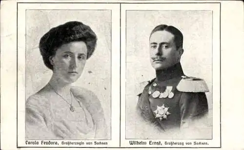 Ak Großherzogin Carola Feodora Sachsen-Weimar-Eisenach, Großherzog Wilhelm Ernst