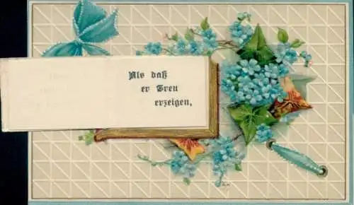 Leporello Ak Souvenir, Der Mensch hat nicht zu eigen, Blumen, Schleife