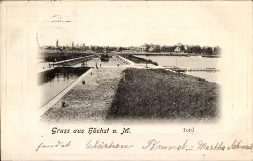 Präge Passepartout Ak Höchst Frankfurt am Main, Gesamtansicht