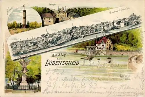 Litho Lüdenscheid im Märkischen Kreis, Talsperre, Panorama, Hornert