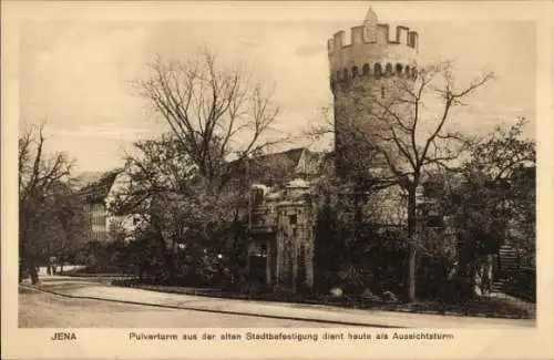 Ak Jena in Thüringen, Pulverturm aus der alten Stadtbefestigung, Aussichtsturm