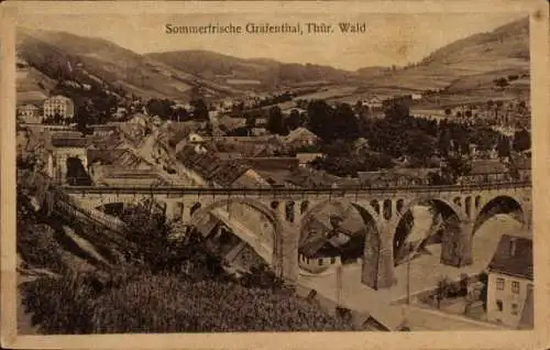 Ak Gräfenthal in Thüringen, Gesamtansicht, Viadukt