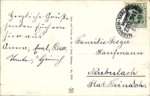 Ak Rheinau in Baden, Hafen, Bahnhof