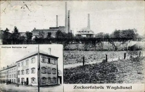 Ak Waghäusel in Baden, Zuckerfabrik, Gasthaus Badischer Hof