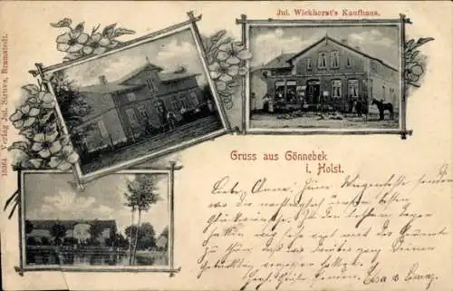 Ak Gönnebek in Holstein, Jul. Wickhorsts Kaufhaus