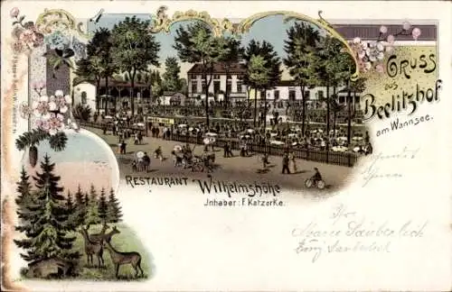 Litho Berlin Zehlendorf Wannsee, Beelitzhof, Restaurant Wilhelmshöhe, Inh. F. Katzorke