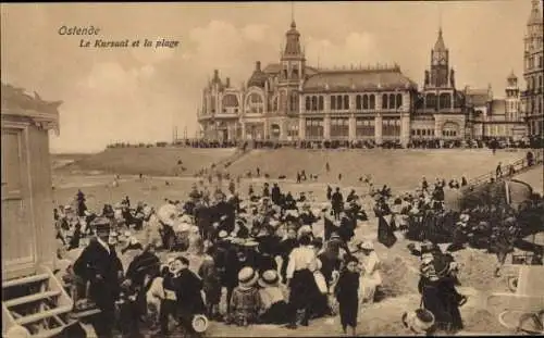 Ak Ostende Ostende Westflandern, Der Kursaal und der Strand