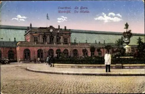 Ak Kortrijk Kortrijk Westflandern, Bahnhof