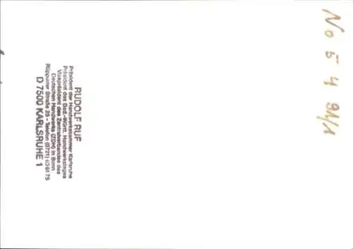 Ak Politiker Rudolf Ruf, Präsident der Handwerkskammer Karlsruhe, Autogramm