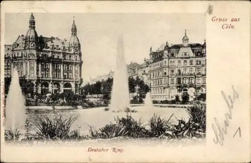 Ak Köln am Rhein, Deutscher Ring, Springbrunnen