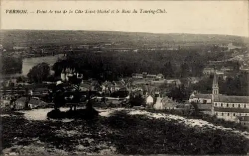 Ak Vernon Eure, Point de vue de la Cote Saint-Michel, le Blanc du Touring-Club