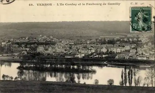 Ak Vernon Eure, l'Ile Corday, le Faubourg de Gamilly