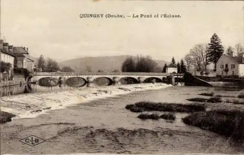 Ak Quingey Doubs, Brücke, Schleuse