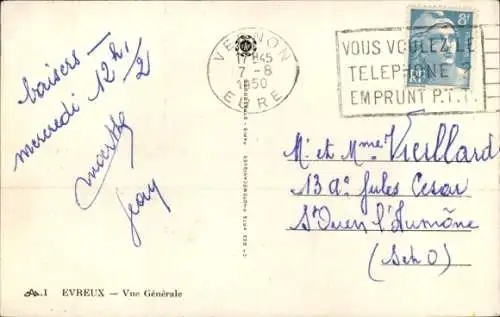 Ak Évreux Eure, Vue Generale