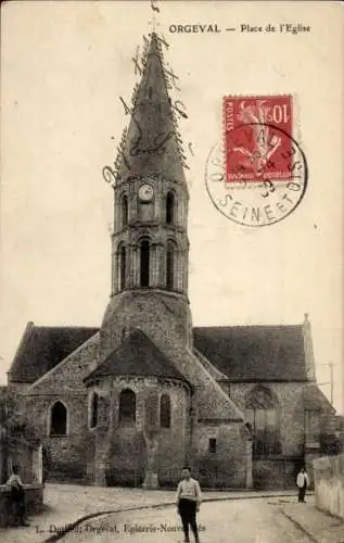 Ak Orgeval Yvelines, Place de l'Eglise