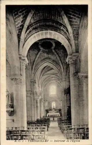 Ak Vernouillet Yvelines, Eglise, Interieur