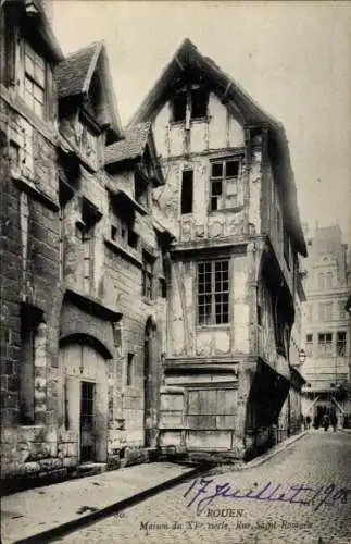 Ak Rouen Seine Maritime, Maison du XV siecle, Rue Saint-Rowin