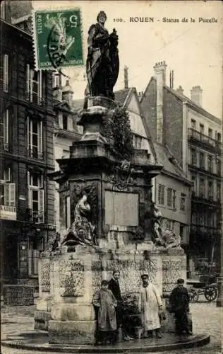 Ak Rouen Seine Maritime, Statue de de la Pucelle