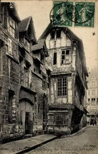 Ak Rouen Seine Maritime, Vieille Maison, Rue