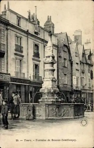 Ak Tours Indre et Loire, Fontaine de Beaune-Semblancay