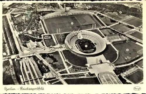 Ak Berlin Charlottenburg Westend, Reichssportfeld, Olympia-Stadion, Fliegeraufnahme, Stengel 77788