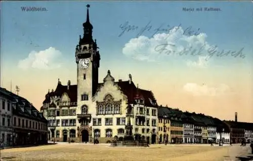 Ak Waldheim in Sachsen, Markt, Rathaus