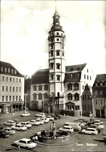 Ak Gera in Thüringen, Rathaus, Brunnen