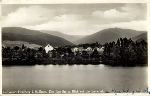 Ak Herzberg am Harz, Jues See, Blick auf das Siebertal, Panorama