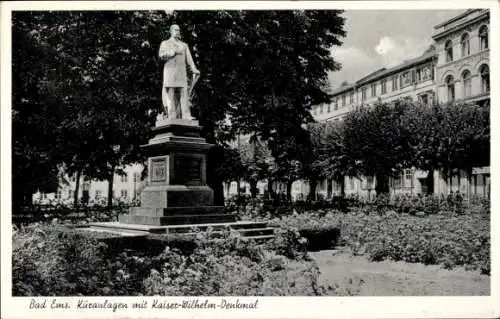 Ak Bad Ems an der Lahn, Kuranlagen, Kaiser-Wilhelm-Denkmal