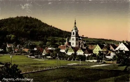 Ak Pegnitz in Oberfranken, Teilansicht, Schlossberg, Kirchturm