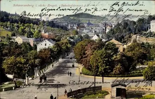 Ak Schwarzenberg im Erzgebirge Sachsen, Teilansicht, Bahnhofstraße