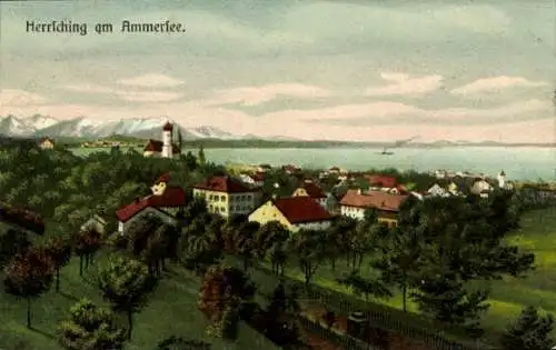 Ak Herrsching am Ammersee in Oberbayern, Panorama