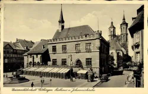 Ak Göttingen in Niedersachsen, Rathaus, Johanniskirche