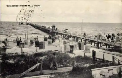 Ak Ostseebad Graal Müritz, Strand, Seebrücke