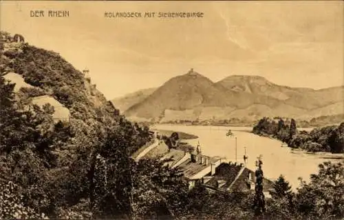 Ak Rolandseck Remagen am Rhein, Teilansicht mit Siebengebirge
