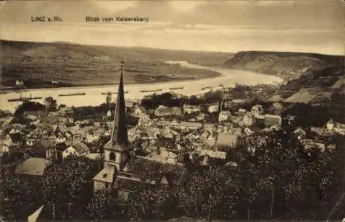 Ak Linz am Rhein, Blick vom Kaisersberg, Gesamtansicht