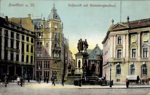 Ak Frankfurt am Main, Roßmarkt, Gutenbergdenkmal