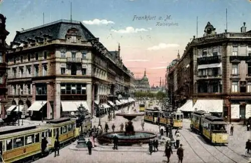 Ak Frankfurt am Main, Kaiserplatz, Straßenbahnen