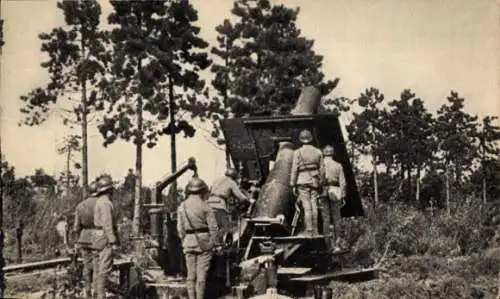 Ak English Geschütz, 280mm Mörser schussbereit