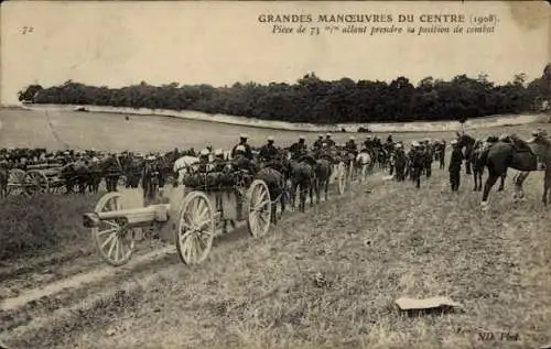 Ak Grandes Maneuvers du Centre 1908, Stück von 75 mm